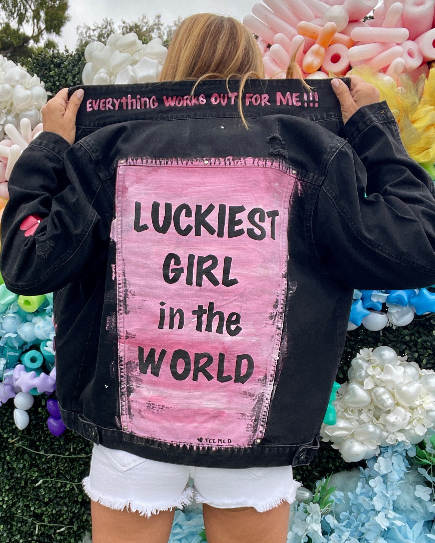 LUCKIEST GIRL ♥ Everything works out for me! - Hand painted jacket