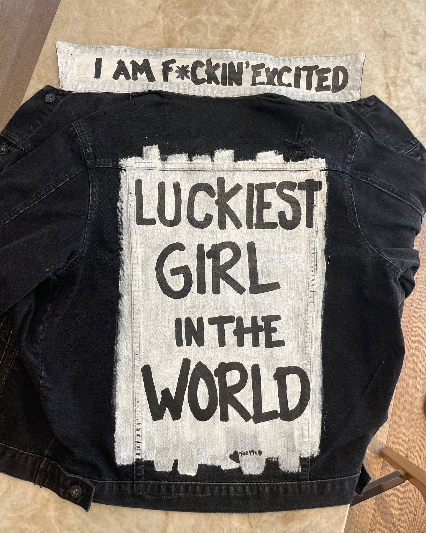 LUCKIEST GIRL - Hand painted jacket