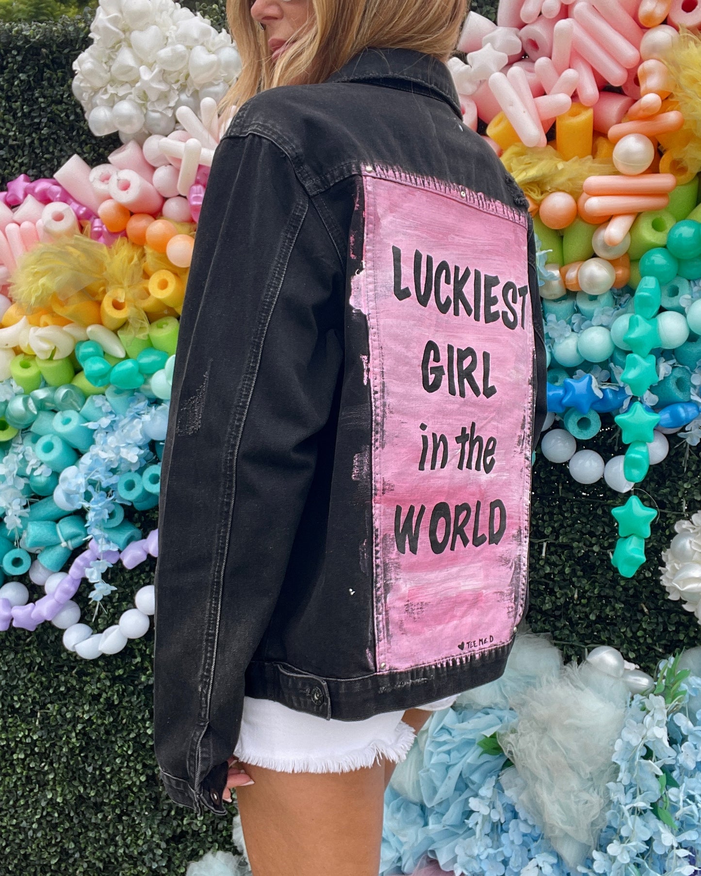 LUCKIEST GIRL ♥ Everything works out for me! - Hand painted jacket