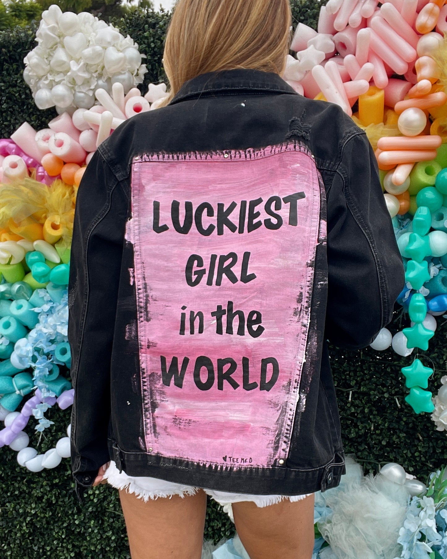 LUCKIEST GIRL ♥ Everything works out for me! - Hand painted jacket