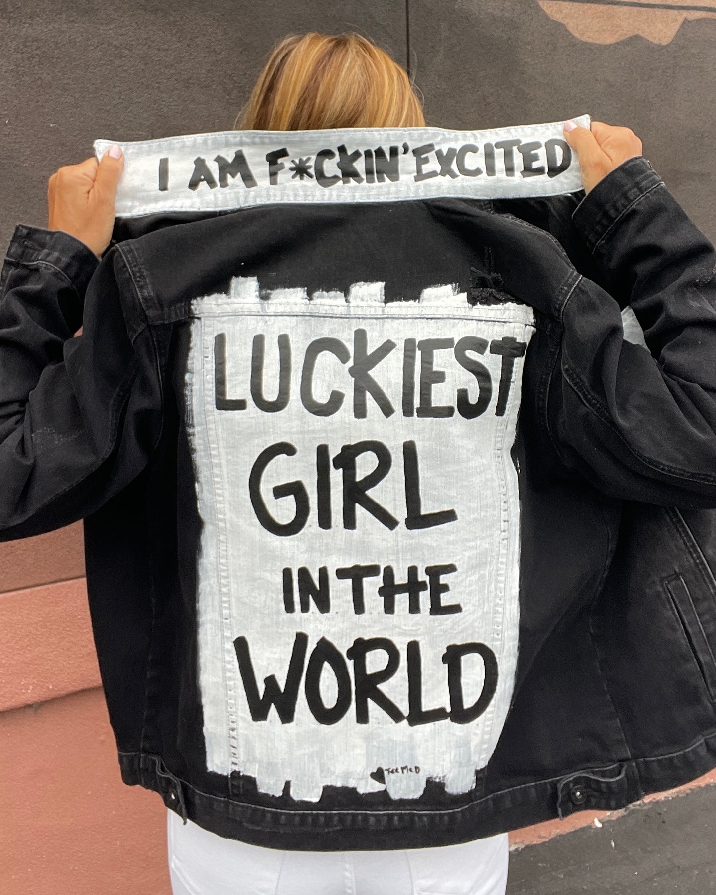 LUCKIEST GIRL - Hand painted jacket