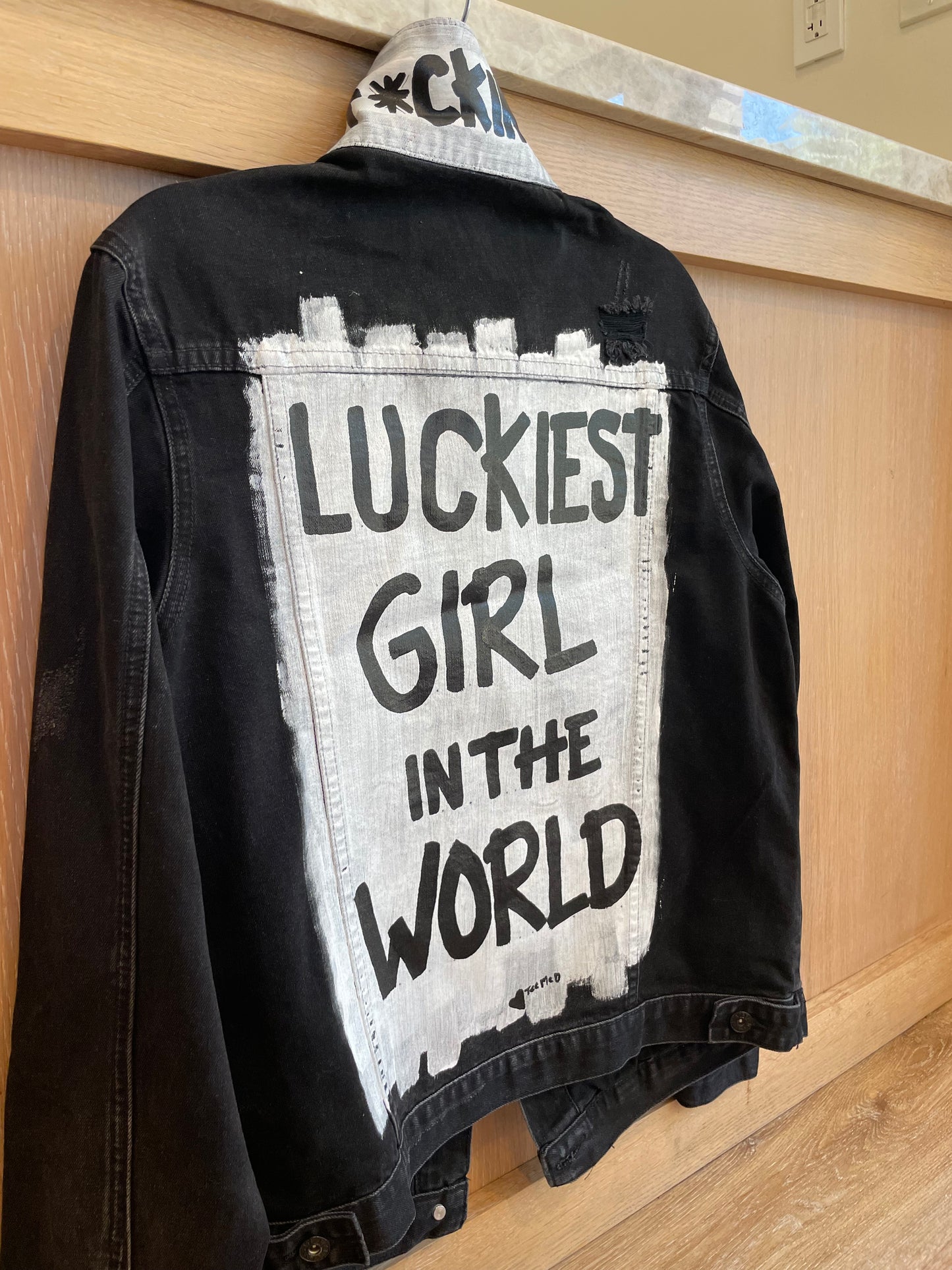 LUCKIEST GIRL - Hand painted jacket