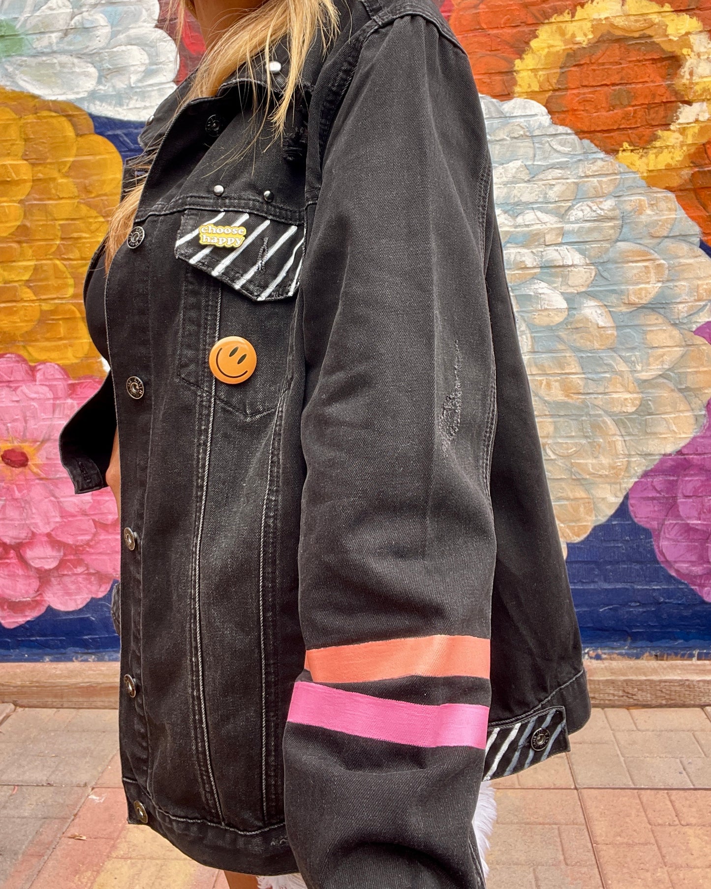 CHOOSE HAPPY - Hand painted jacket
