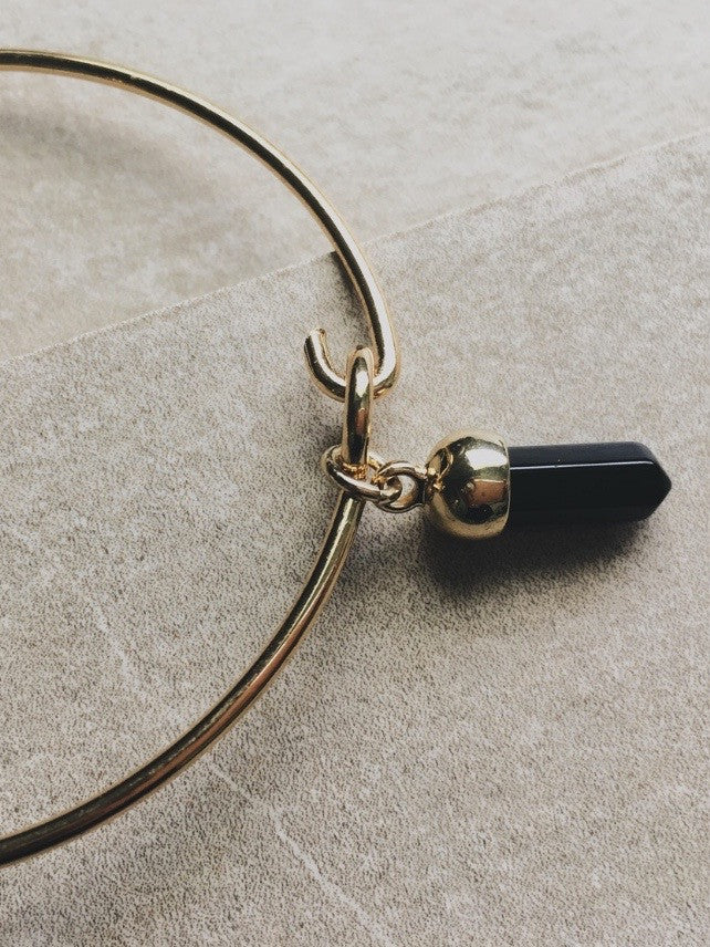 Midnight Stone Golden Bangle