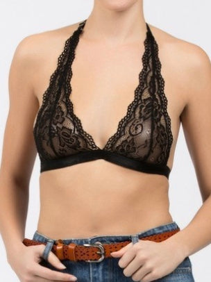 Lace Halter Bralette - Black (Final Sale)