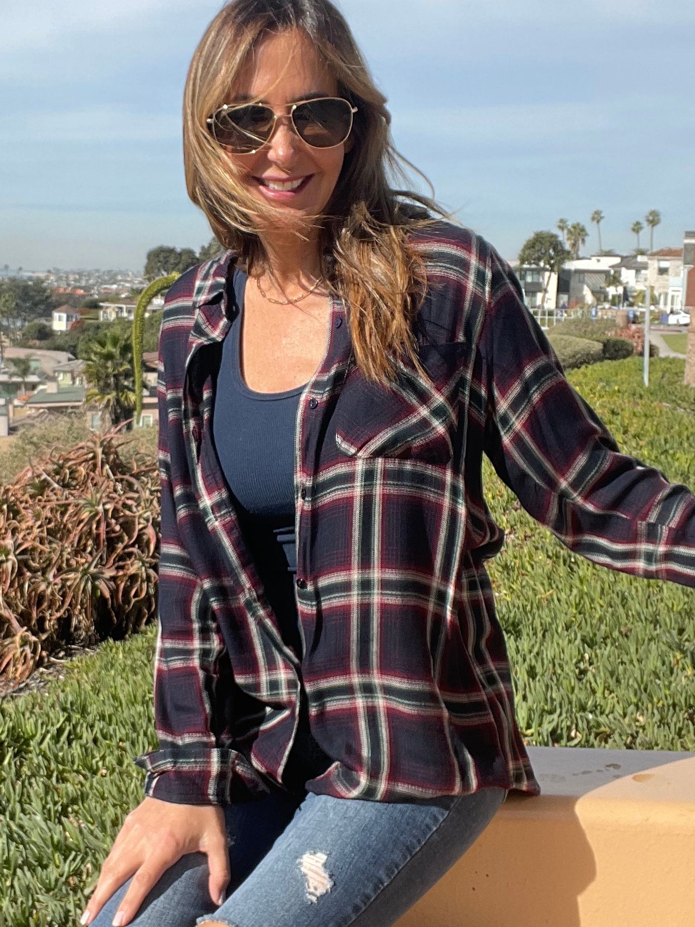 CITY Plaid top (Final Sale)