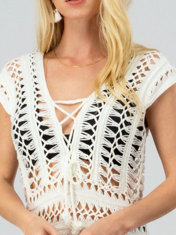 Flores Crochet Knit Cover Up - Sand (Final Sale)