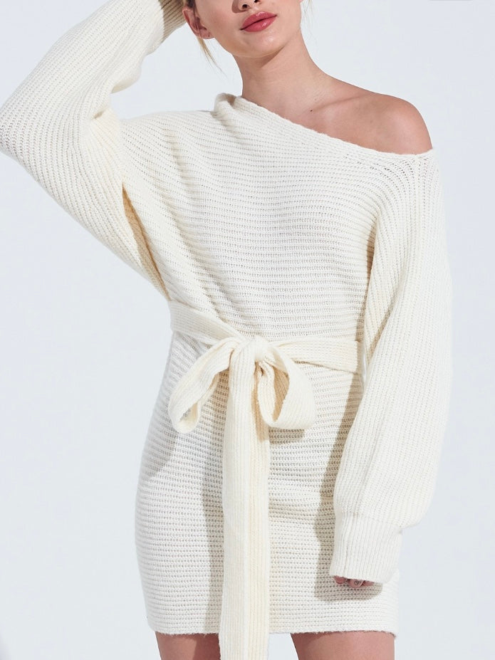 SNOW BUNNY Sweater Dress - Ivory (Final Sale)