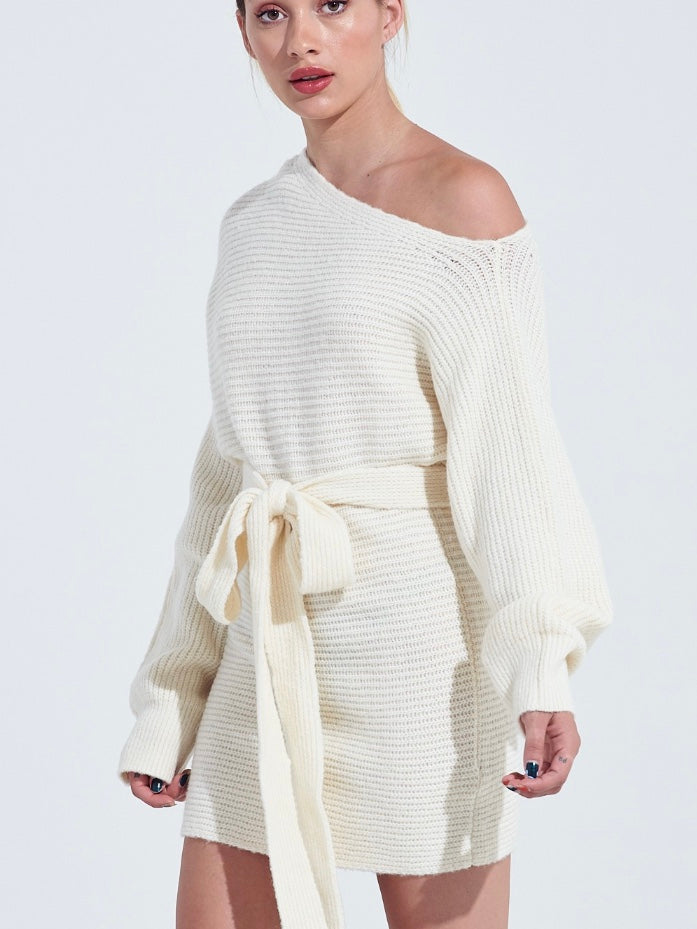 SNOW BUNNY Sweater Dress - Ivory (Final Sale)