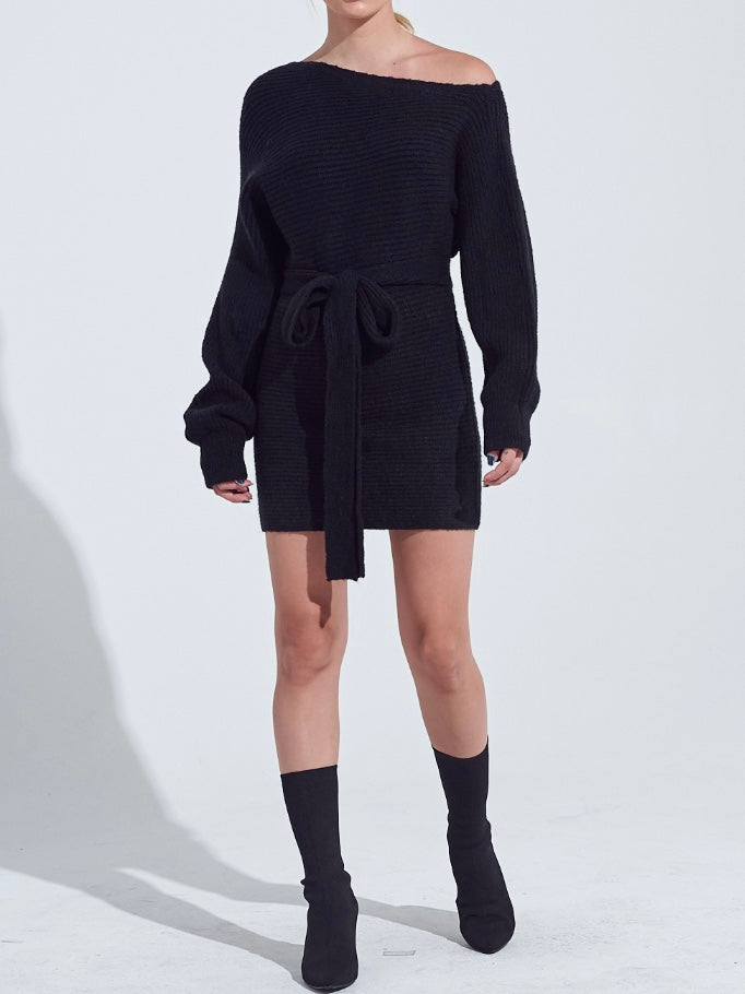 SNOW BUNNY Sweater Dress - Black (Final Sale)