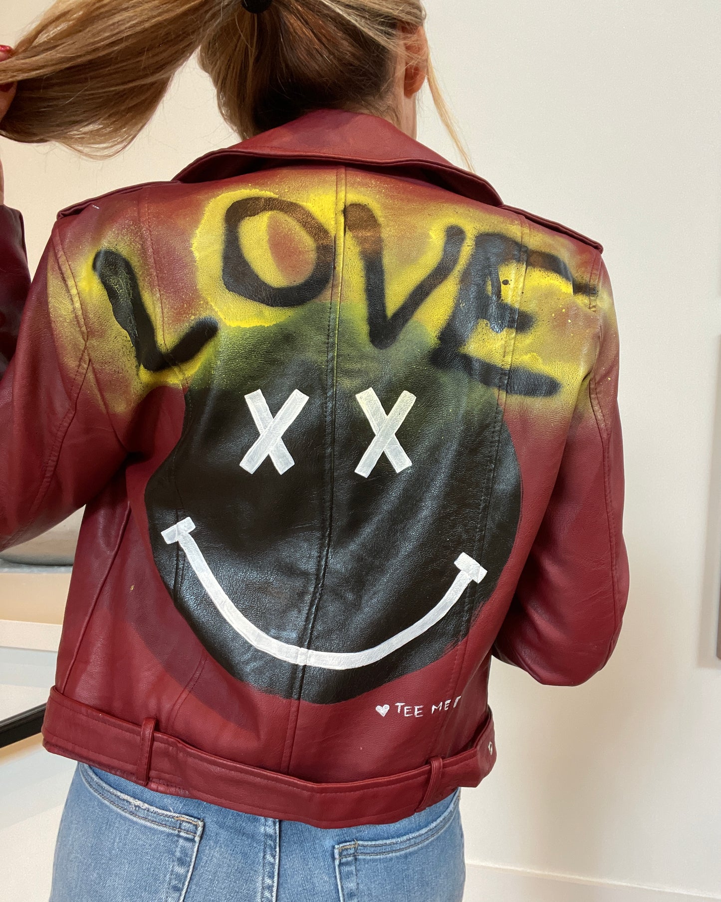 LOVE ME - Hand painted moto jacket