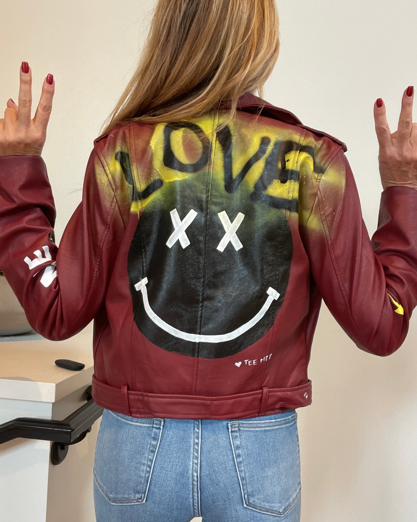 LOVE ME - Hand painted moto jacket