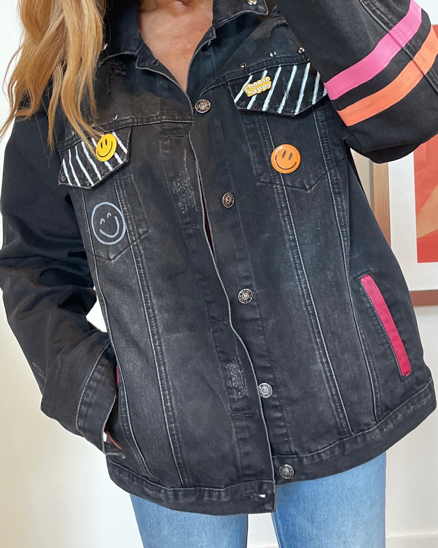 CHOOSE HAPPY - Hand painted jacket