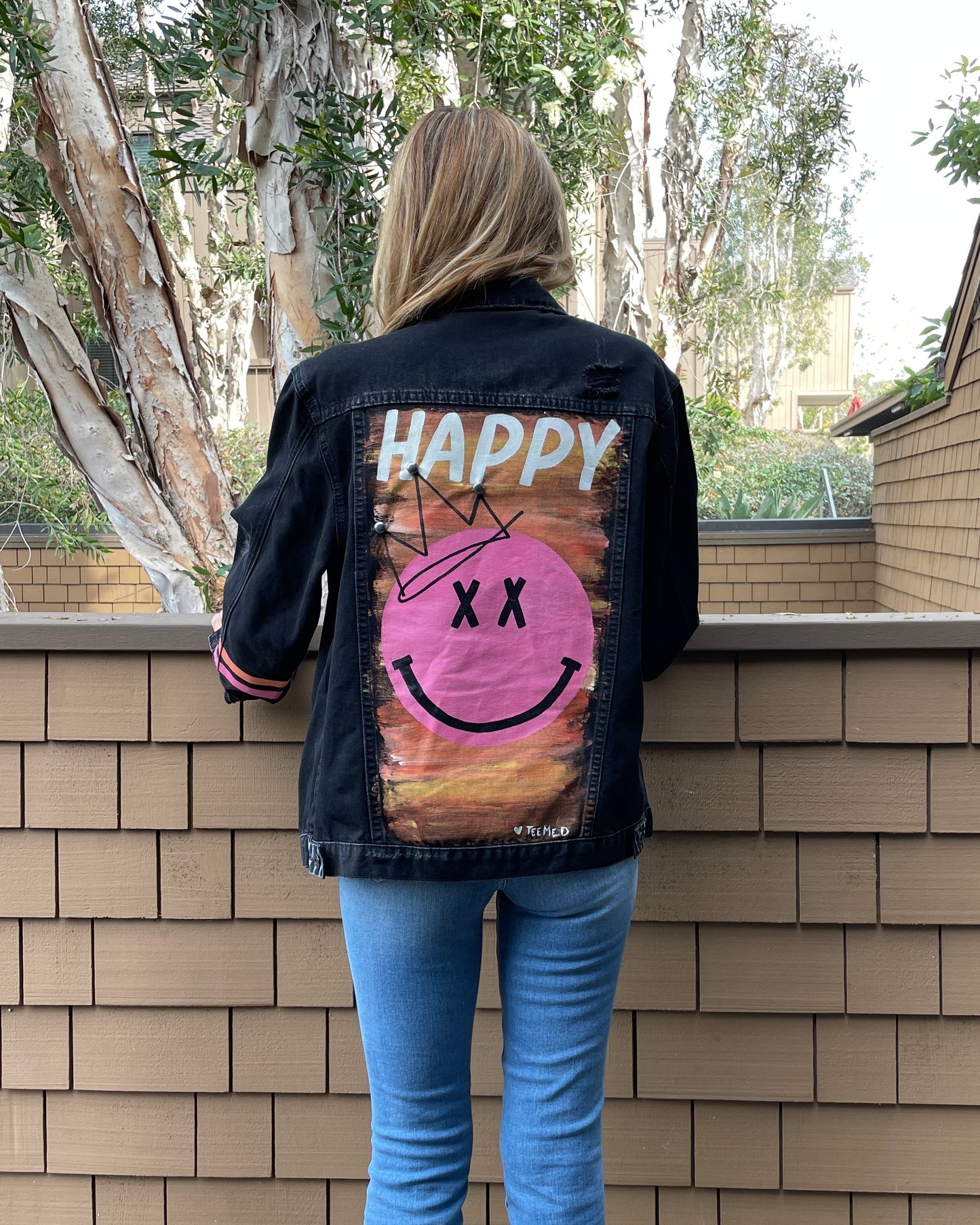 CHOOSE HAPPY - Hand painted jacket