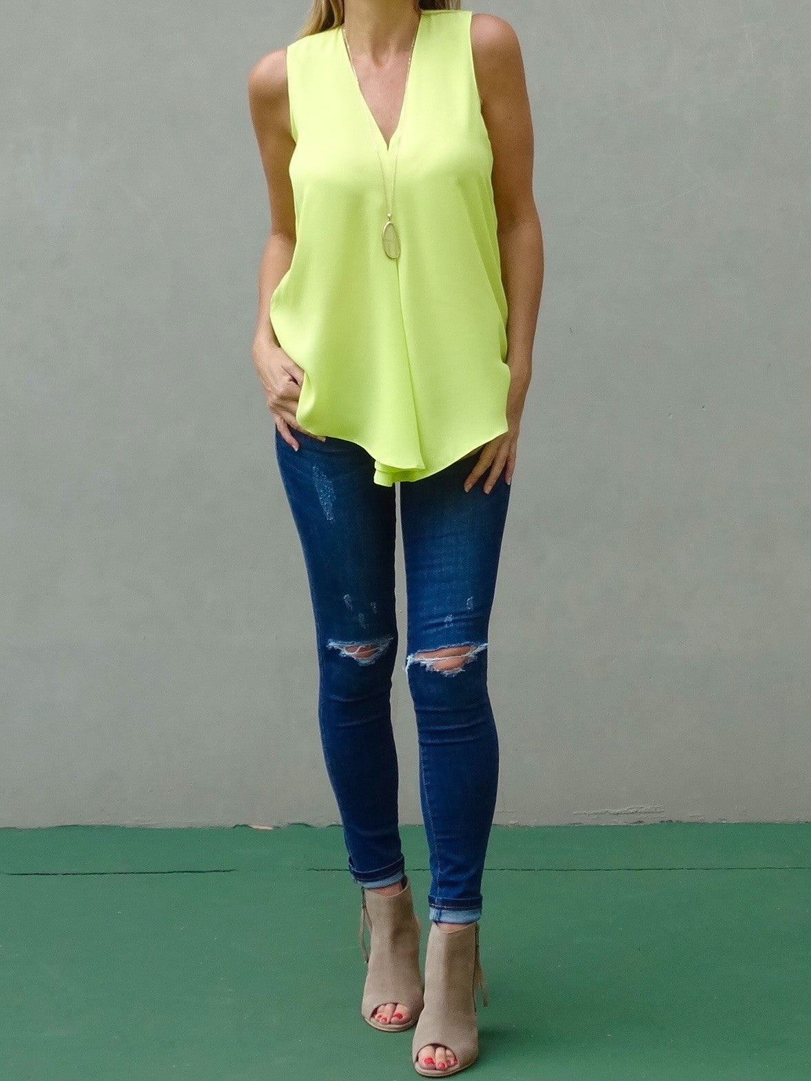 Kinsley Sleeveless Top - Wild Lime (Final Sale)