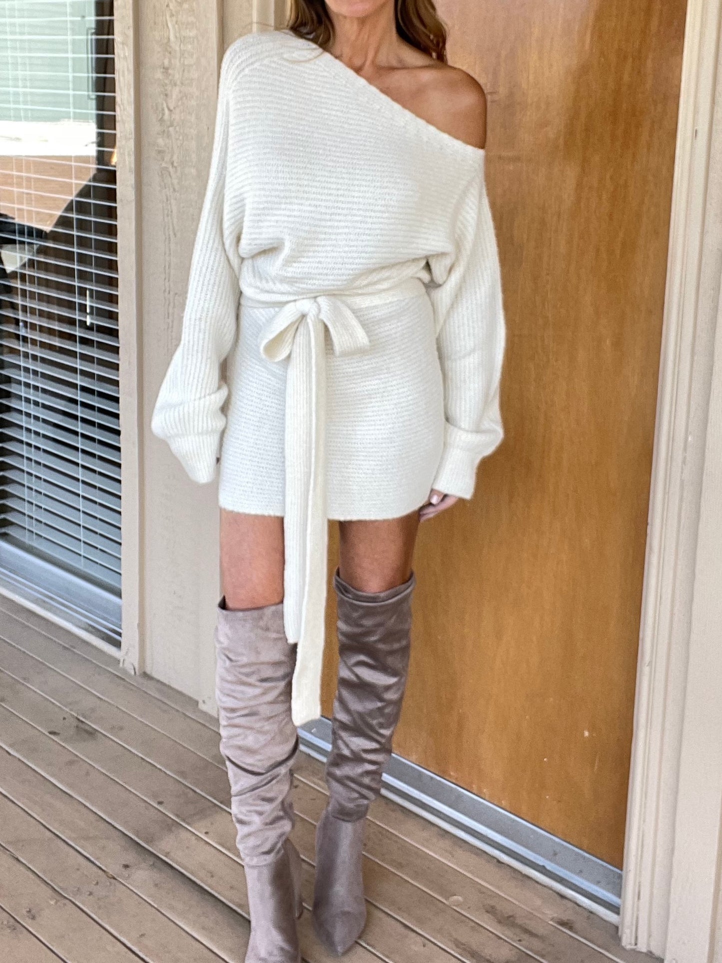 SNOW BUNNY Sweater Dress - Ivory (Final Sale)