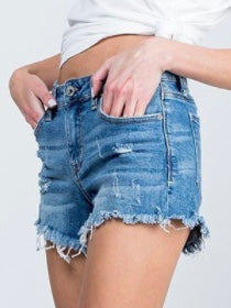 Nashville Mid Rise Distressed Denim Shorts - Medium Wash (Final Sale)