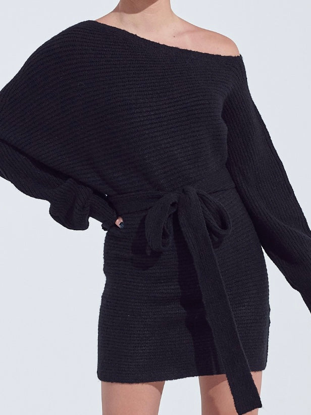 SNOW BUNNY Sweater Dress - Black (Final Sale)