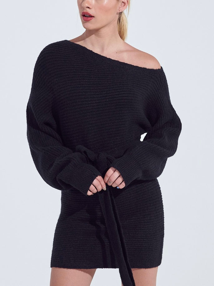 SNOW BUNNY Sweater Dress - Black (Final Sale)